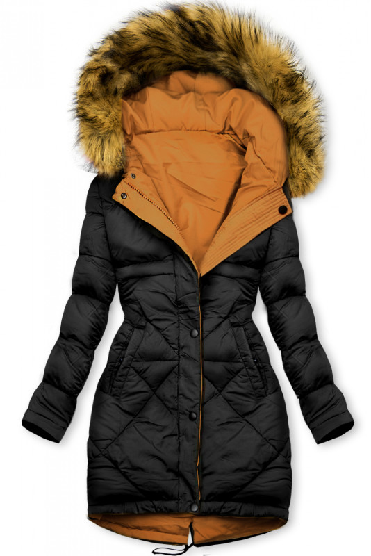 Hnědo-černá oboustranná zimní bunda