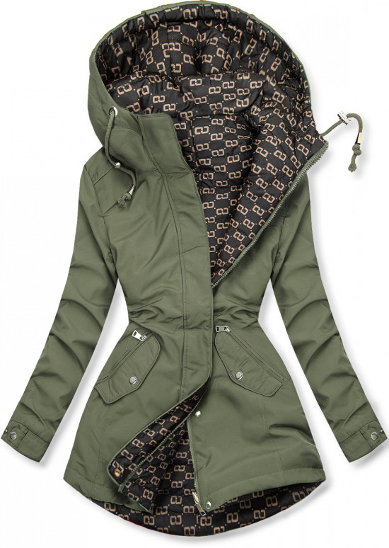 Oboustranná přechodná parka khaki/černá