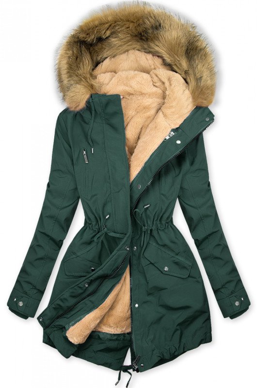 Tmavě zelená parka s odnímatelnou vnitřní podšívkou