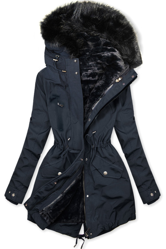 Tmavě modrá zimní parka s odnímatelnou podšívkou
