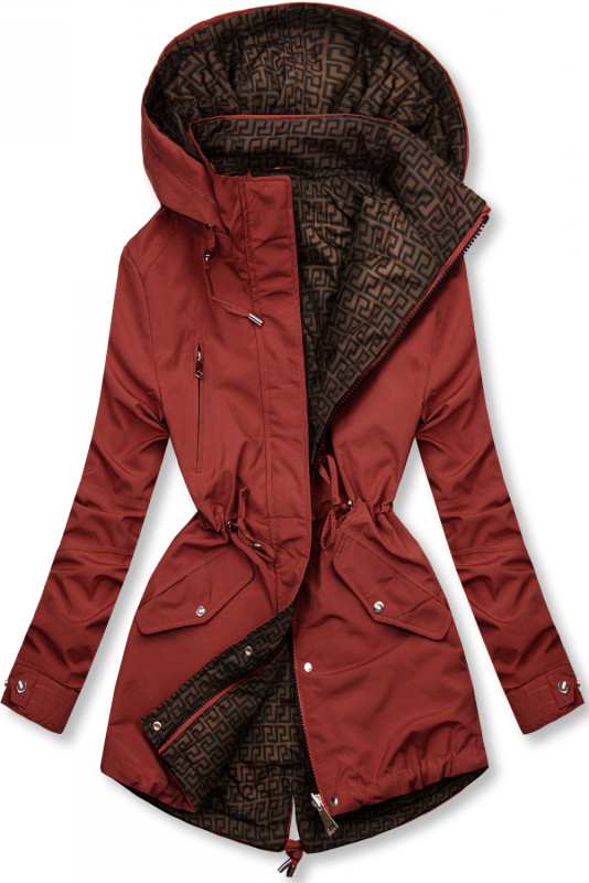 Vínová/hnědá oboustranná přechodná parka