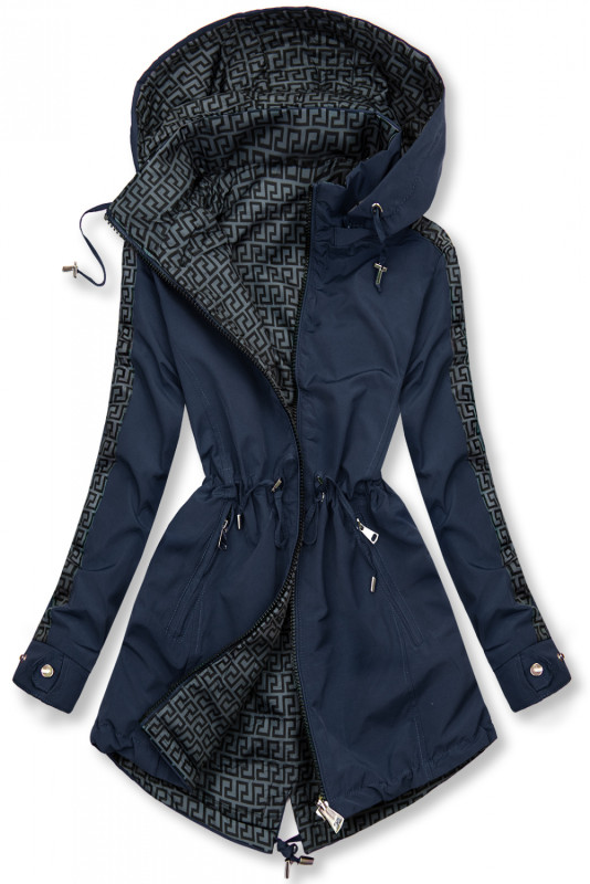 Oboustranná parka se vzorem tmavomodrá/šedá