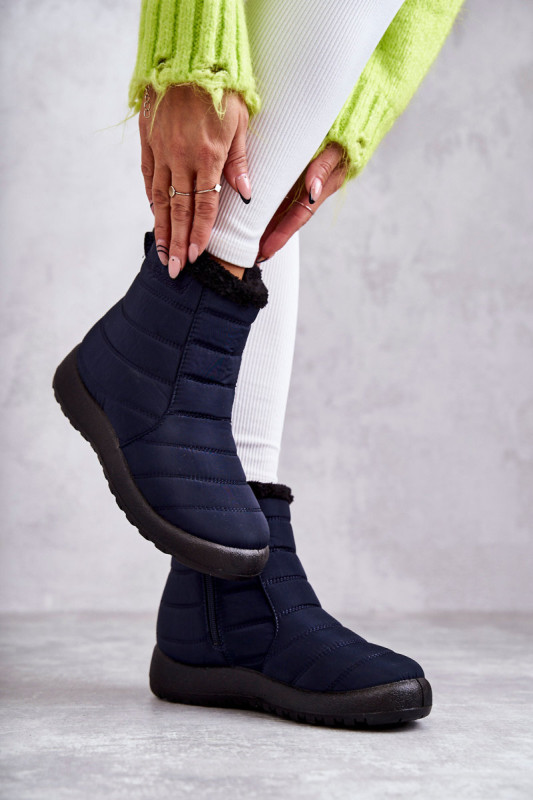 Zateplené sněhule na platformě, modré