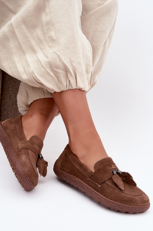 Barefoot mokasíny z přírodního semiše, hnědé