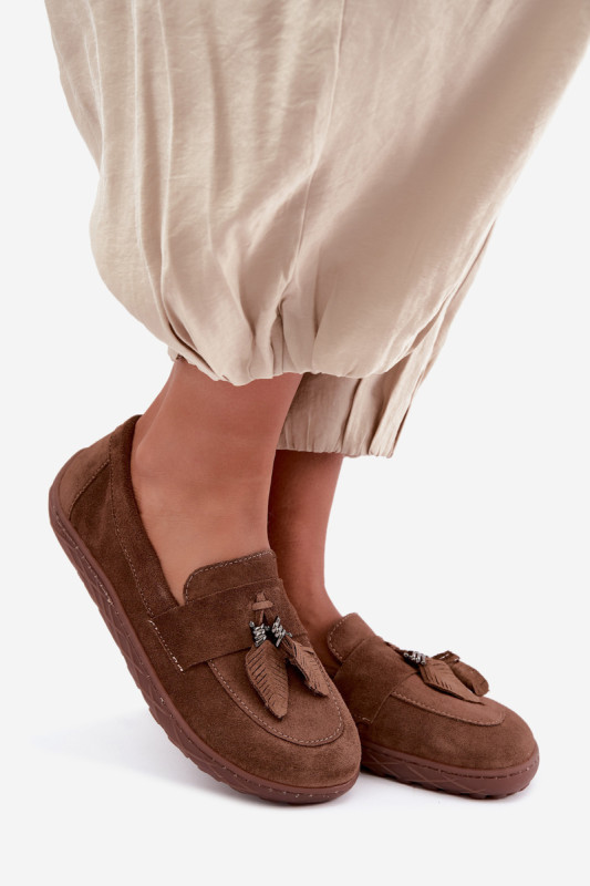 Barefoot mokasíny z přírodního semiše, hnědé