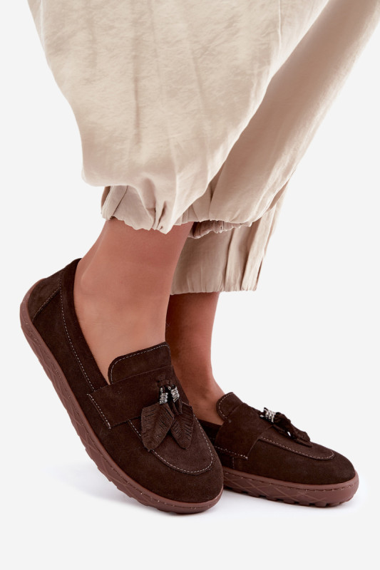 Barefoot mokasíny z přírodního semiše, tmavě hnědé