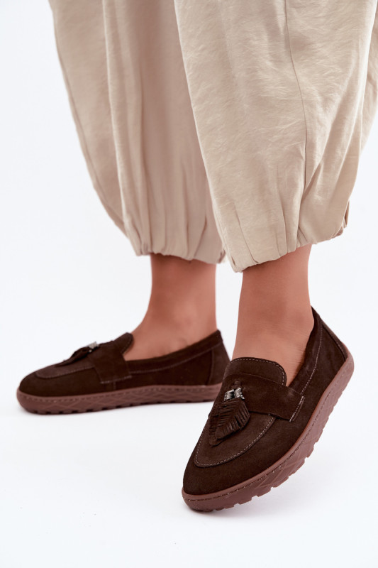 Barefoot mokasíny z přírodního semiše, tmavě hnědé