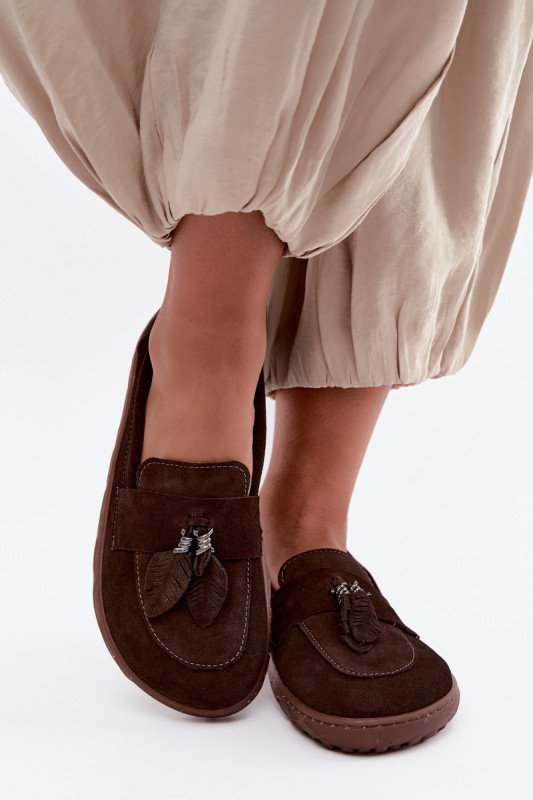Barefoot mokasíny z přírodního semiše, tmavě hnědé