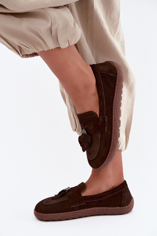 Barefoot mokasíny z přírodního semiše, tmavě hnědé