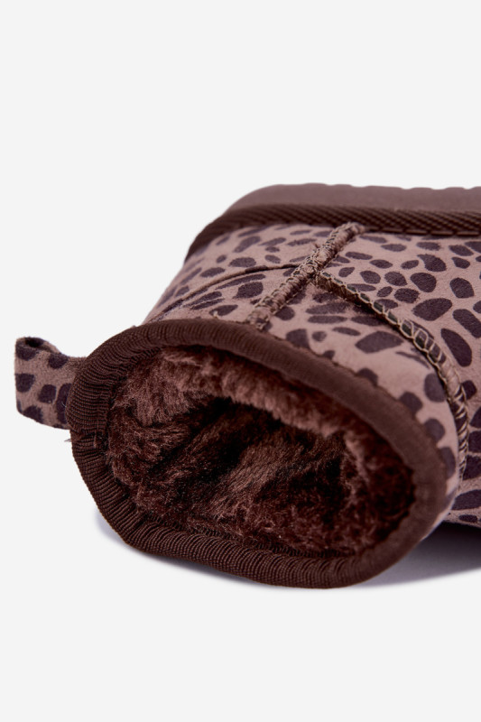 Sněhule s leopardím vzorem, hnědé, z eko semiše