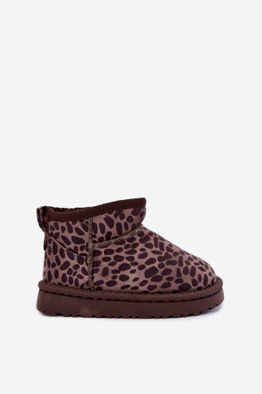 Sněhule s leopardím vzorem, hnědé, z eko semiše