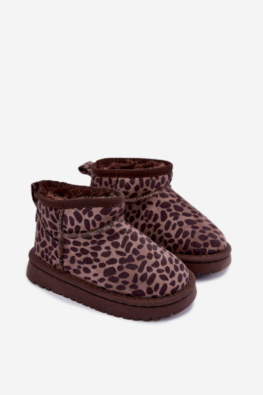 Sněhule s leopardím vzorem, hnědé, z eko semiše