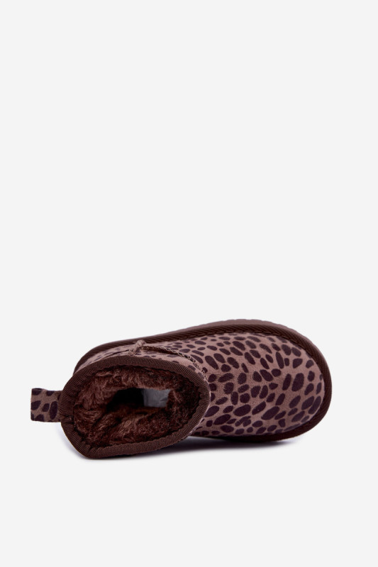 Sněhule s leopardím vzorem, hnědé, z eko semiše