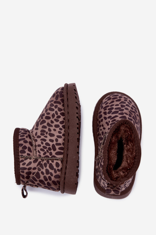 Sněhule s leopardím vzorem, hnědé, z eko semiše