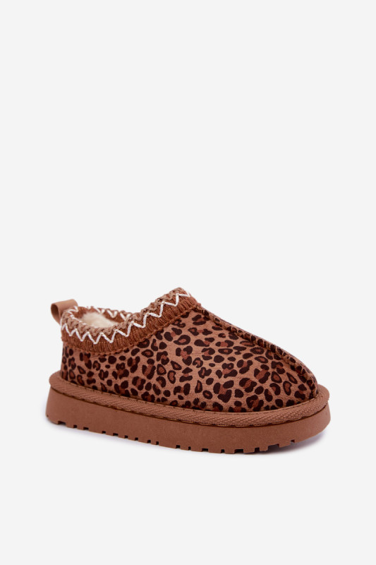 Hnědé sněhule s leopardím vzorem a výšivkou