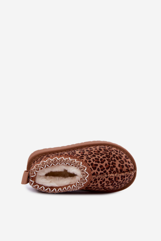 Hnědé sněhule s leopardím vzorem a výšivkou