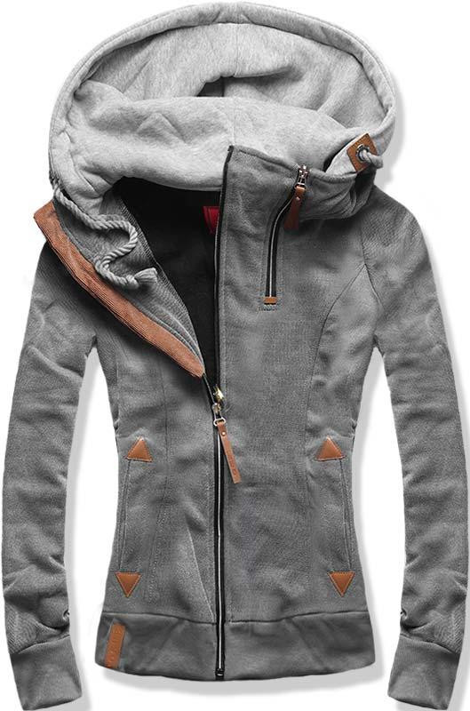 Šedá mikina s vysokým límcem