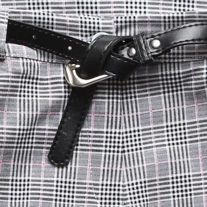 Šedo-růžové kárované kalhoty