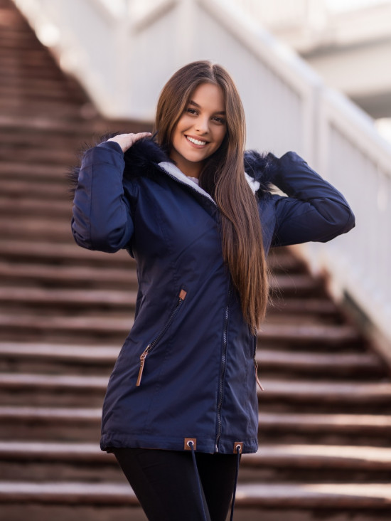 Zelená-šedá zimní parka