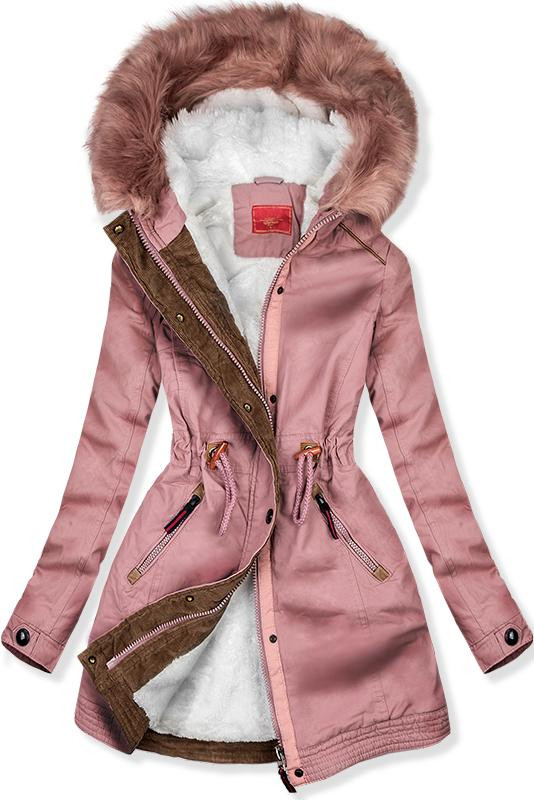 Růžová zimní parka