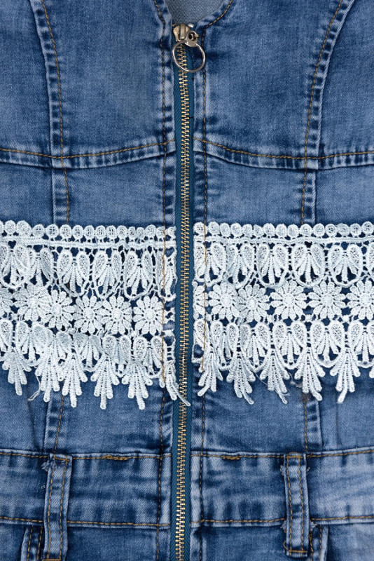 Denimový overal s krajkou