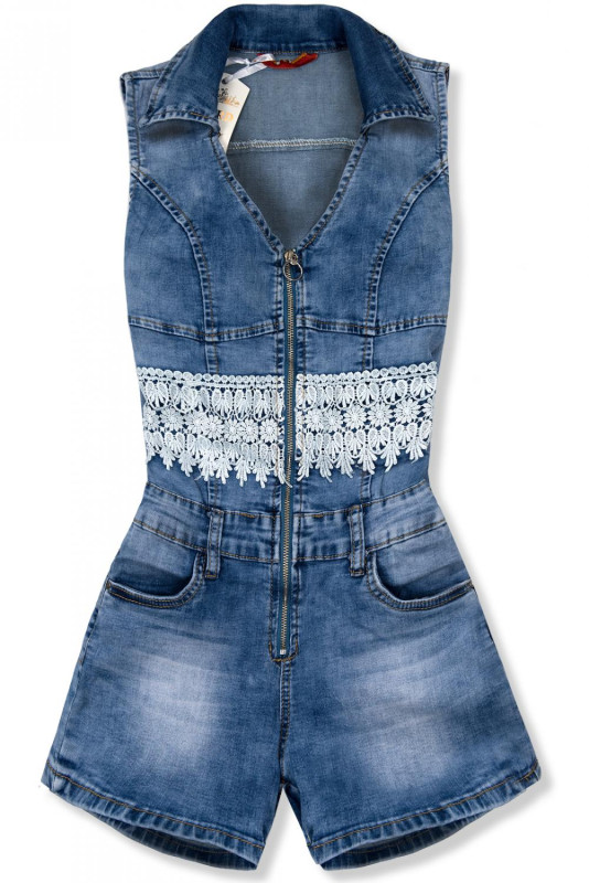 Denimový overal s krajkou