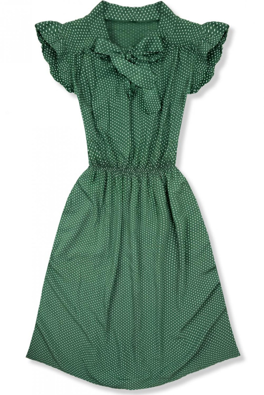 Zelené retro puntíkované šaty s mašlí