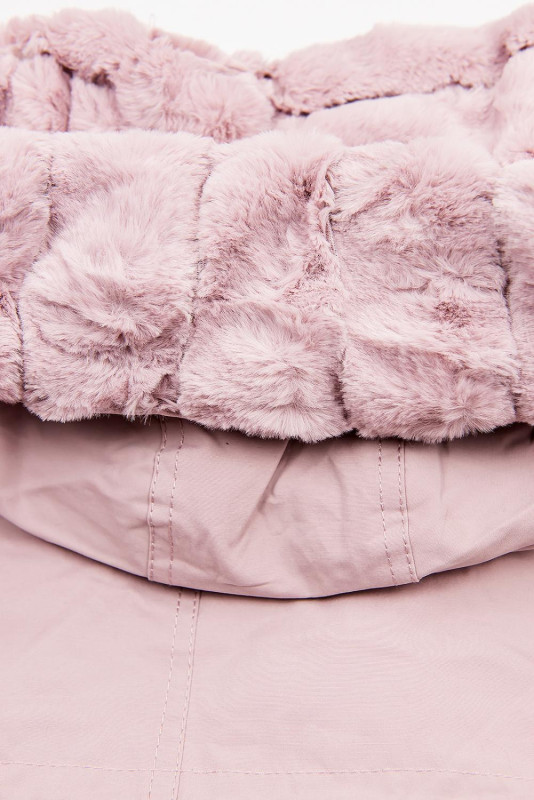 Růžová bavlněná parka s plyšovým vnitřkem