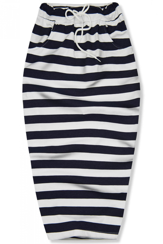 Modro-bílá pruhovaná midi sukně X.