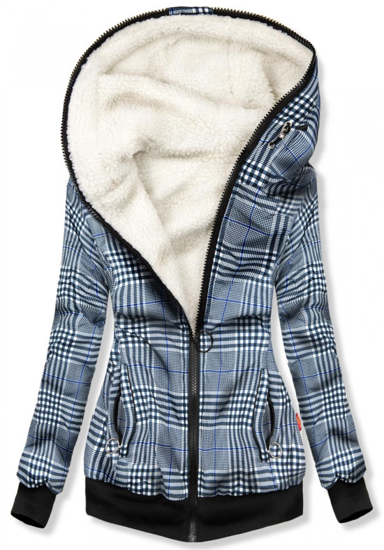 Modro-bílá oboustranná mikina s kožíškem