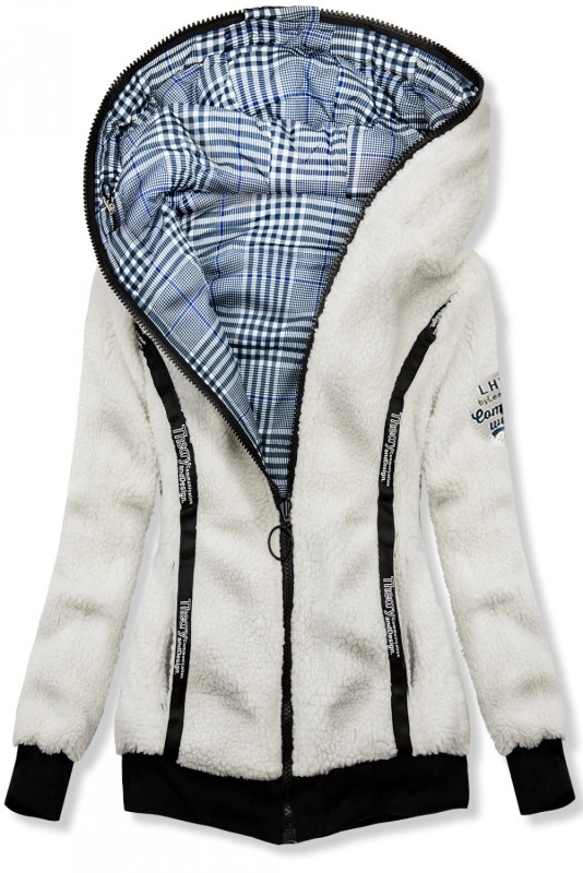 Modro-bílá oboustranná mikina s kožíškem