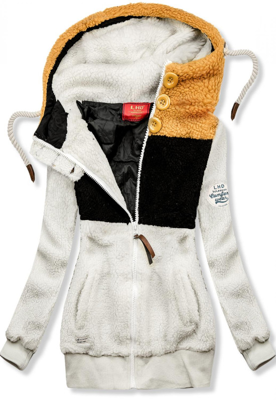 Bílo-černá zimní teplá mikina