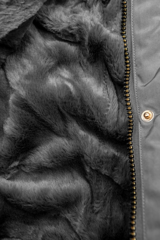 Šedá zimní oboustranná zateplená parka