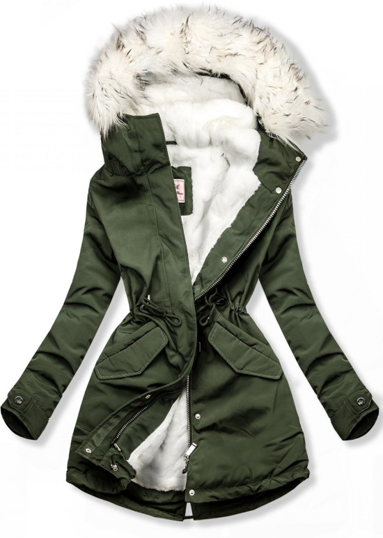 Khaki zimní zateplená parka