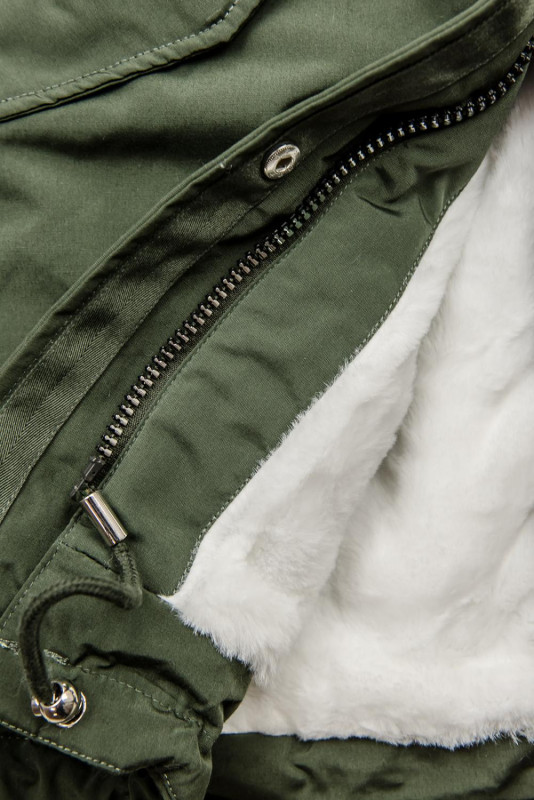 Khaki zimní zateplená parka