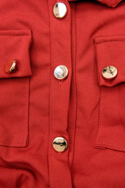 Cihlově červené košilové šaty