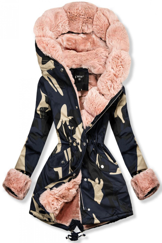 Army parka s růžovou kožešinou