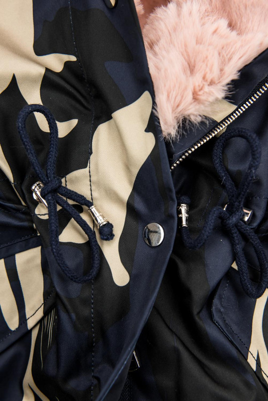 Army parka s růžovou kožešinou