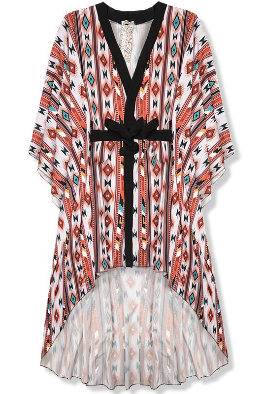 Dlouhé vzorované kimono