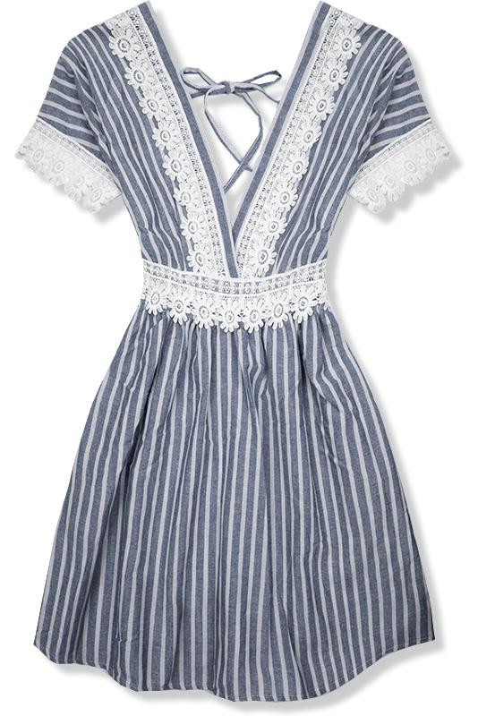 Tmavě modré letní šaty s holými zády