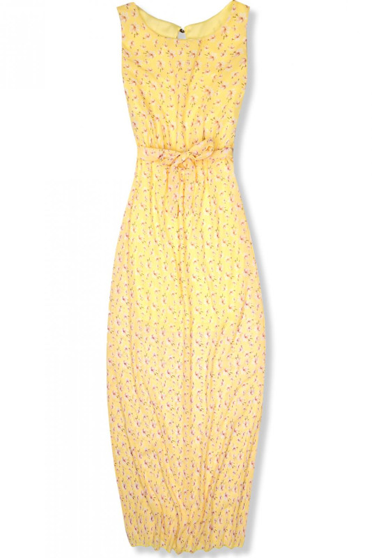 Žluté květinové maxi šaty