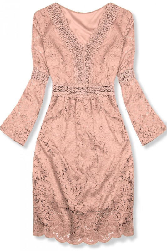 Růžové elegantní krajkové šaty