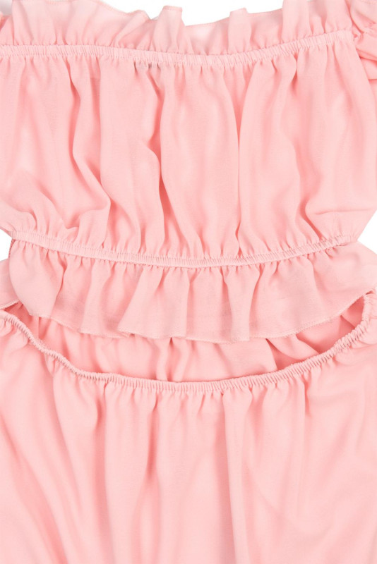 Pudrově růžové letní dlouhé šaty