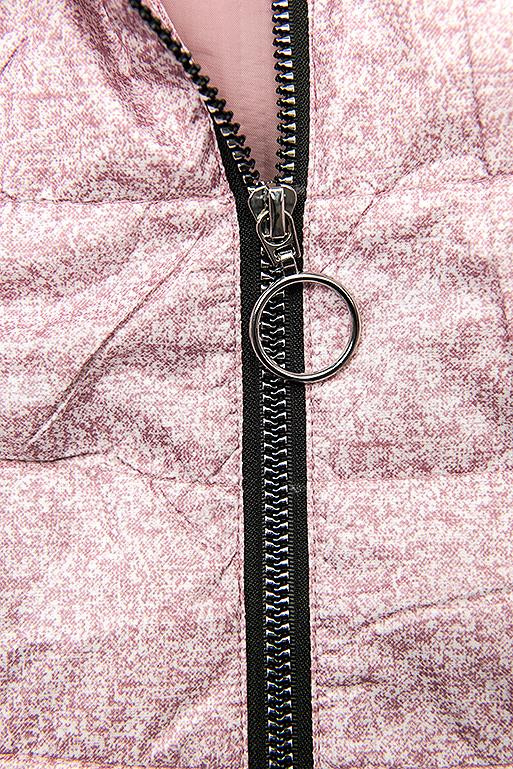 Růžová jarní bunda s melírovaným vzorem
