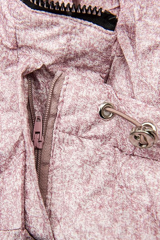 Růžová jarní bunda s melírovaným vzorem