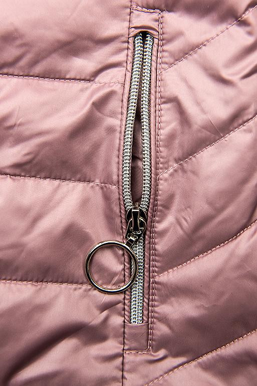 Růžová jarní prošívaná bunda s kapucí