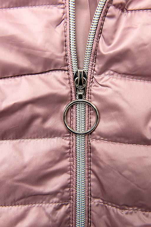 Růžová jarní prošívaná bunda s kapucí