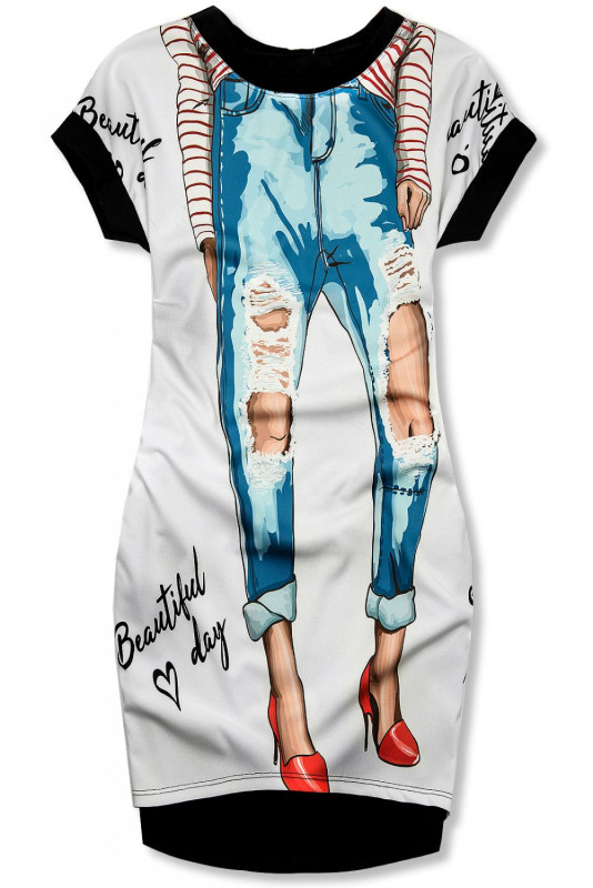 Černo-bílé šaty s obrázkem Beautiful Day