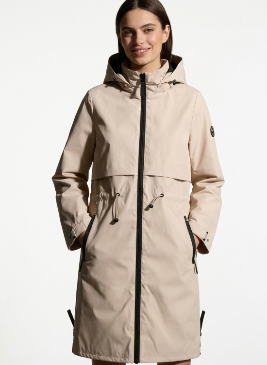 Béžová přechodná parka se stahováním v pase