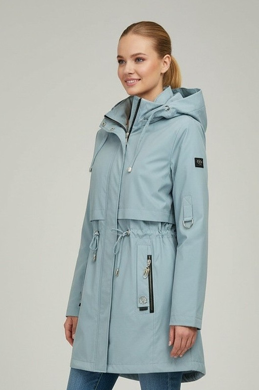 Baby blue jarní parka s odepínatelnou kapucí